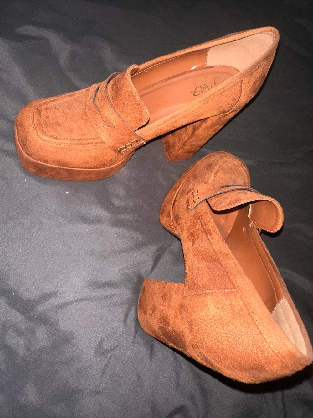 Y-not? Women's Suede Platform Loafers in Rustic Brown- 10M
